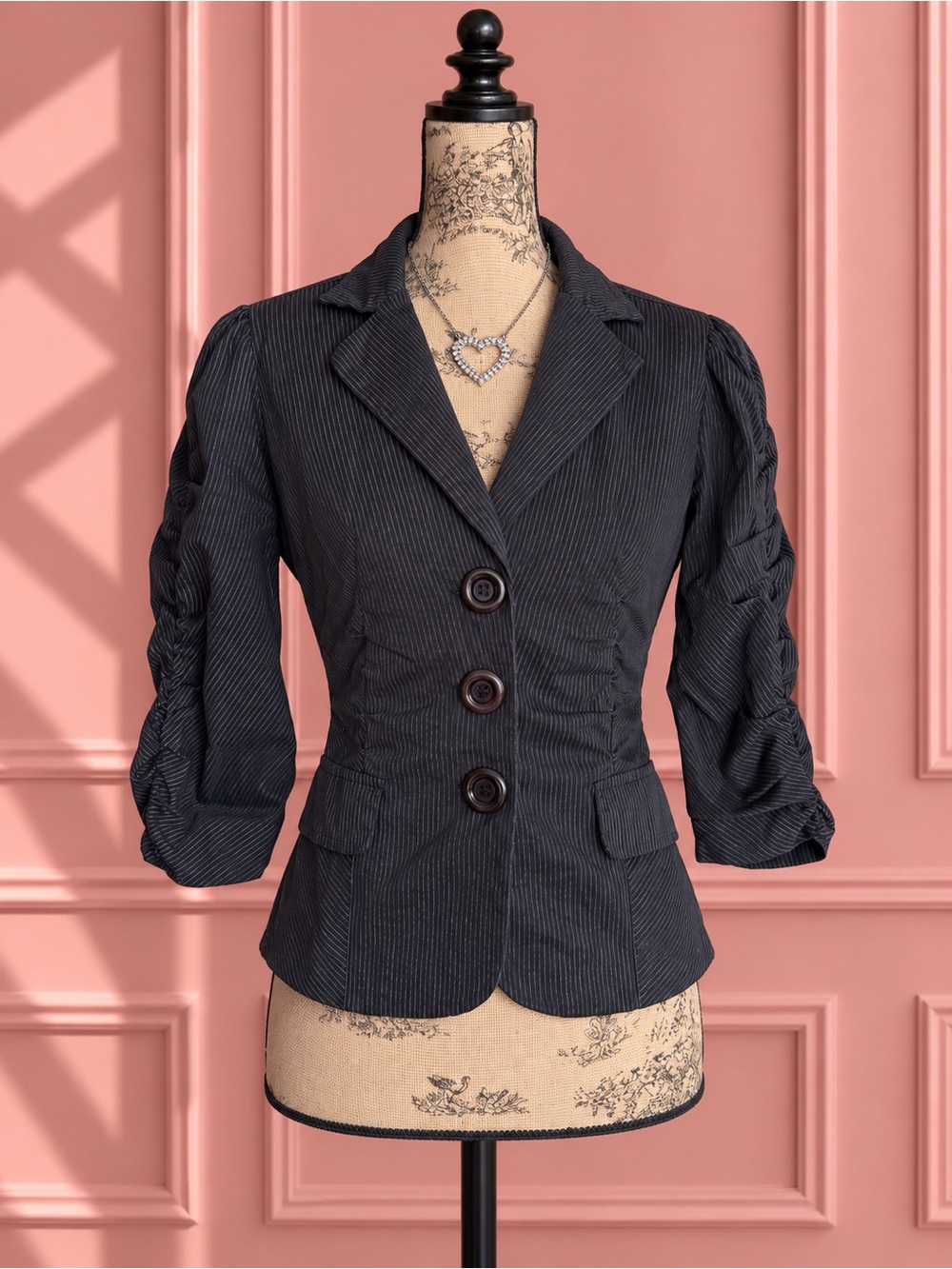 Y2K Pinstripe Black Tailored Blazer Size M
